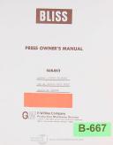 Bliss-Bliss 660, Press Brake, Install Operating, A-113 Service Owners Manual-660-02
